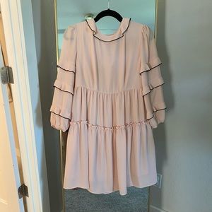Who What Wear Pink Tiered Ruffle Dress